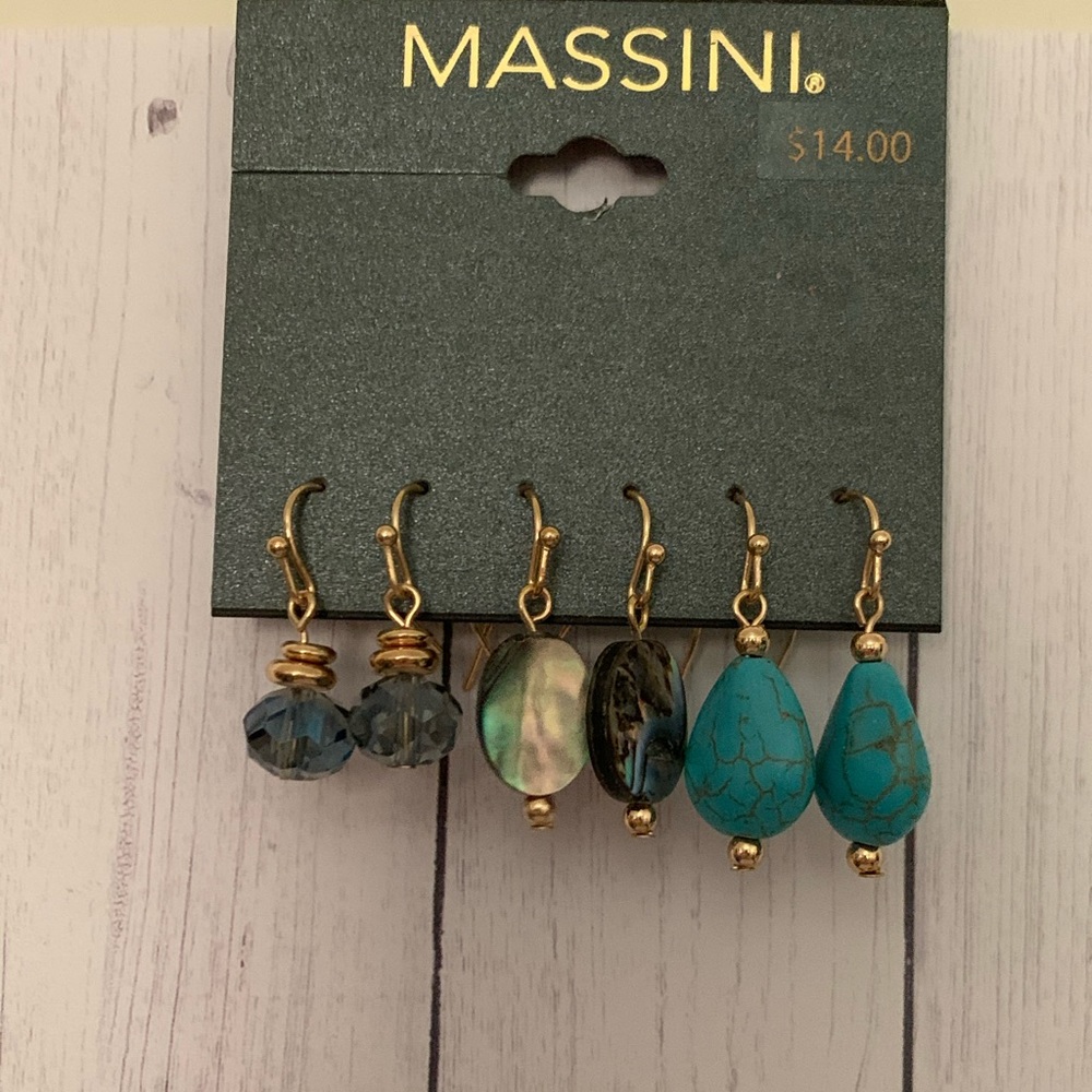 NWT Massini earrings teal 3 pack